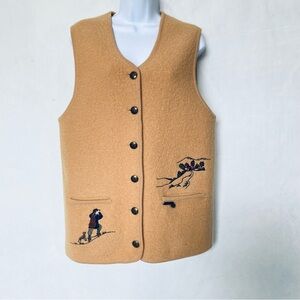 Vintage-Style Wool Blend Embroidered Vest by MAT (Size M)